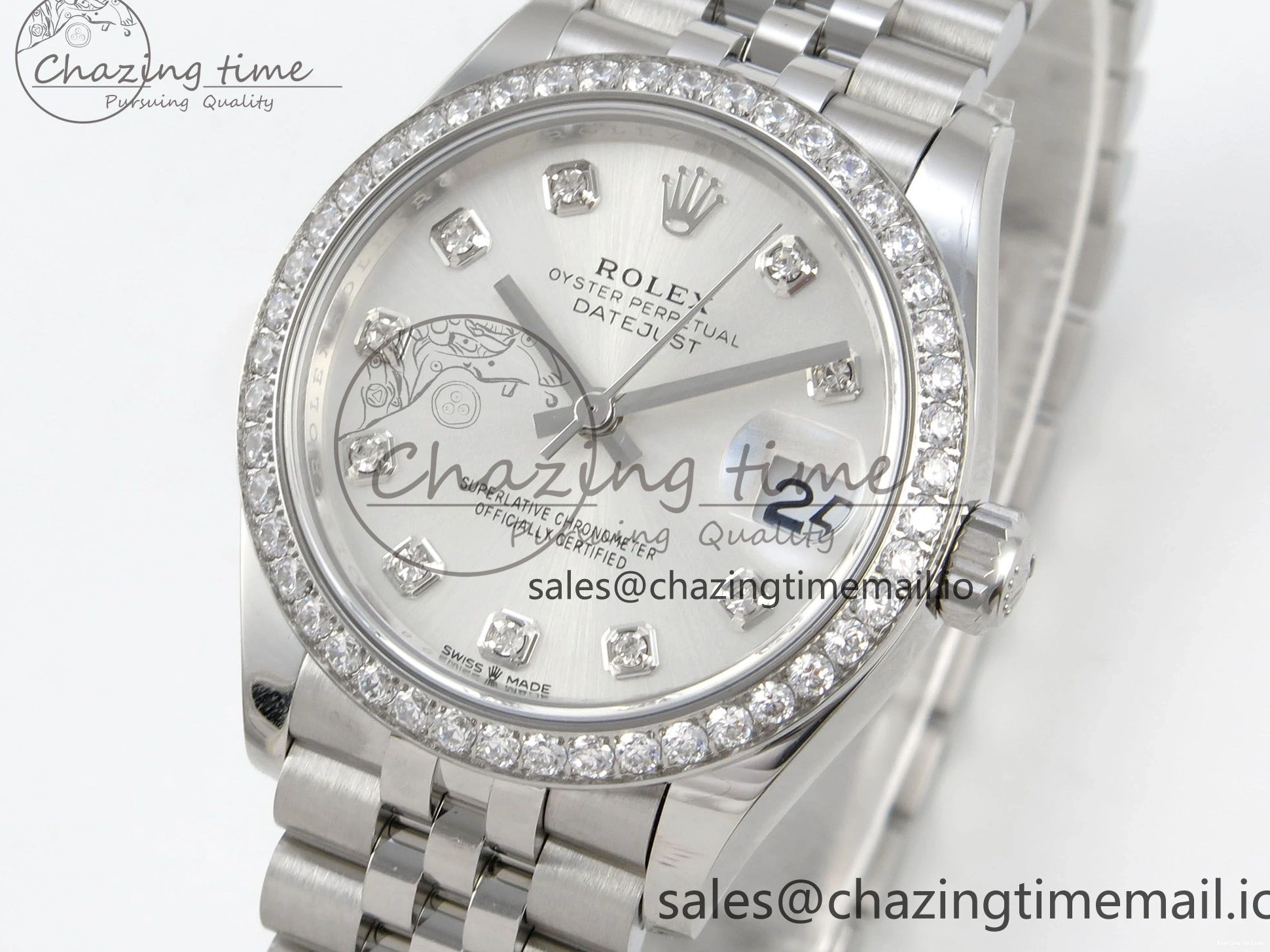 0404 Lightweight DateJust 31 278384RBR THBF 1:1 Best Edition 904L Steel Silver Diamonds Dial Diamonds Bezel on SS Oyster Bracelet HZ Cal. 22
